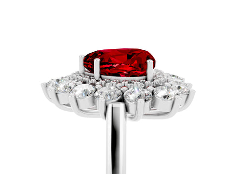 Platinum Heart Cut Halo Cluster Diamond Ring with Pave Band and Four-Prong Setting_11