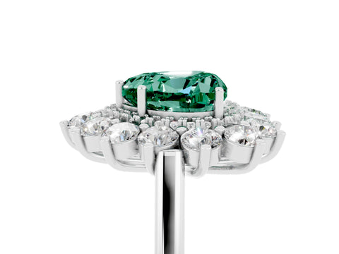Platinum Heart Cut Halo Cluster Diamond Ring with Pave Band and Four-Prong Setting_11