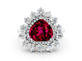 Platinum Heart Cut Halo Cluster Diamond Ring with Pave Band and Four-Prong Setting_54