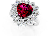 Platinum Heart Cut Halo Cluster Diamond Ring with Pave Band and Four-Prong Setting_55