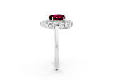 Platinum Heart Cut Halo Cluster Diamond Ring with Pave Band and Four-Prong Setting_56