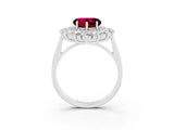 Platinum Heart Cut Halo Cluster Diamond Ring with Pave Band and Four-Prong Setting_57