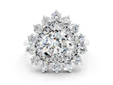Platinum Heart Cut Halo Cluster Diamond Ring with Pave Band and Four-Prong Setting_6