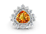 Platinum Heart Cut Halo Cluster Diamond Ring with Pave Band and Four-Prong Setting_6