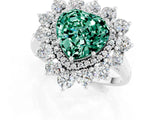 Platinum Heart Cut Halo Cluster Diamond Ring with Pave Band and Four-Prong Setting_7