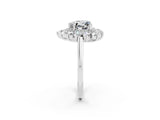 Platinum Heart Cut Halo Cluster Diamond Ring with Pave Band and Four-Prong Setting_8
