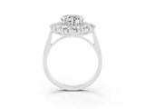 Platinum Heart Cut Halo Cluster Diamond Ring with Pave Band and Four-Prong Setting_9