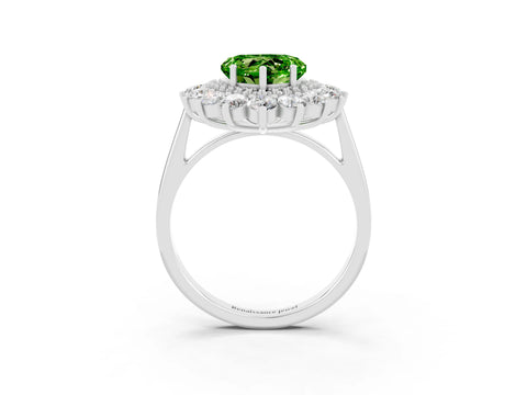 Platinum Heart Cut Halo Cluster Diamond Ring with Pave Band and Four-Prong Setting_9