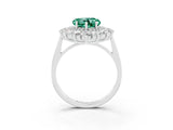 Platinum Heart Cut Halo Cluster Diamond Ring with Pave Band and Four-Prong Setting_9