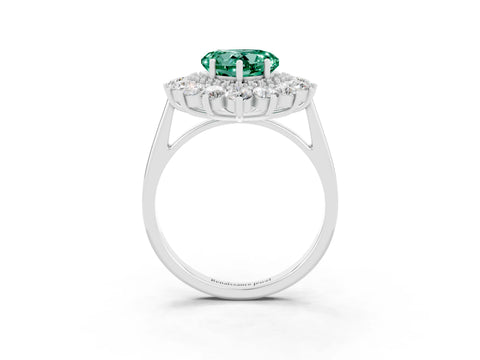 Platinum Heart Cut Halo Cluster Diamond Ring with Pave Band and Four-Prong Setting_9