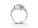Platinum Heart Cut Halo Diamond Engagement Ring with Pave Split Shank and Four-Prong Setting_22