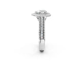 Platinum Heart Cut Halo Diamond Ring with Beaded Split Shank and Four-Prong Setting_15