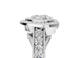 Platinum Heart Cut Halo Diamond Split Shank Pave Ring_30