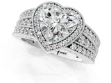 Platinum Heart Cut Halo Diamond Split Shank Ring with Prong Setting_20