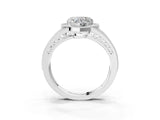 Platinum Heart Cut Halo Diamond Split Shank Ring with Prong Setting_22