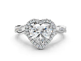 Platinum Heart Cut Halo Twist Band with Four-Prong Setting_7