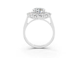 Platinum Heart Cut Moissanite Floral Double Halo Engagement Ring with Prong Setting_158