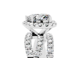 Platinum Heart Cut Moissanite Halo Ring with Round Split Shank and Prong Setting_71