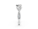 Platinum Heart Cut Moissanite  Halo Twist Band Solitaire Prong Setting Ring_14