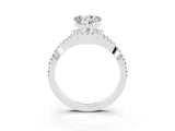 Platinum Heart Cut Moissanite  Halo Twist Band Solitaire Prong Setting Ring_15