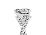 Platinum Heart Cut Moissanite  Halo Twist Band Solitaire Prong Setting Ring_17