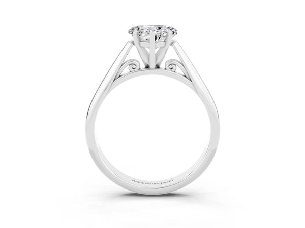 Platinum Heart-Shaped Moissanite Solitaire Cathedral Engagement Ring with Arched Shoulders