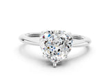 Platinum Heart Cut Moissanite Solitaire Engagement Ring with Classic Band and Four-Prong Setting_12