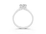 Platinum Heart Cut Moissanite Solitaire Ring with Flower Prong Setting and Classic Band_15