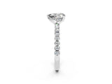 Platinum Heart Cut Moissanite Solitaire Ring with Round  Pavé Band and Four-Prong Setting_38