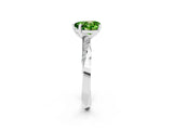 Platinum Heart Cut Peridot Engagement Ring with Side Stone Accents and Four-Prong Setting_14