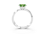 Platinum Heart Cut Peridot Engagement Ring with Side Stone Accents and Four-Prong Setting_15
