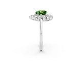 Platinum Heart Cut Peridot Floral Double Halo Engagement Ring with Prong Setting_152