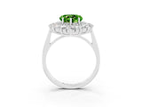 Platinum Heart Cut Peridot Floral Double Halo Engagement Ring with Prong Setting_153