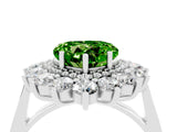 Platinum Heart Cut Peridot Floral Double Halo Engagement Ring with Prong Setting_154