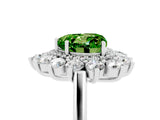 Platinum Heart Cut Peridot Floral Double Halo Engagement Ring with Prong Setting_155