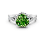 Platinum Heart Cut Peridot  Halo Twist Band Solitaire Prong Setting Ring_12
