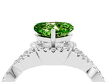 Platinum Heart Cut Peridot  Halo Twist Band Solitaire Prong Setting Ring_16
