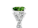 Platinum Heart Cut Peridot  Halo Twist Band Solitaire Prong Setting Ring_17