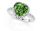 Platinum Heart Cut Peridot Scalloped Halo Engagement Ring with Round Shared Prong Band_31