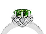 Platinum Heart Cut Peridot Scalloped Halo Engagement Ring with Round Shared Prong Band_34