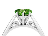 Platinum Heart Cut Peridot Solitaire Engagement Ring with Cathedral Setting and Four-Prong Mount_4