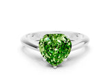 Platinum Heart Cut Peridot Solitaire Engagement Ring with Cathedral Setting and Four-Prong Mount_6