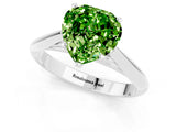 Platinum Heart Cut Peridot Solitaire Engagement Ring with Cathedral Setting and Four-Prong Mount_7