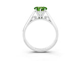 Platinum Heart Cut Peridot Solitaire Engagement Ring with Cathedral Setting and Four-Prong Mount_9
