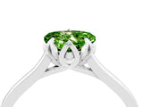 Platinum Heart Cut Peridot Solitaire Ring with Flower Prong Setting and Classic Band_4