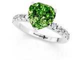 Platinum Heart Cut Peridot Solitaire Ring with Round  Pavé Band and Four-Prong Setting_25