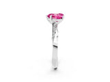 Platinum Heart Cut Pink Sapphire Engagement Ring with Side Stone Accents and Four-Prong Setting_14