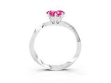 Platinum Heart Cut Pink Sapphire Engagement Ring with Side Stone Accents and Four-Prong Setting_15