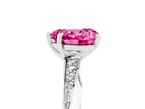 Platinum Heart Cut Pink Sapphire Engagement Ring with Side Stone Accents and Four-Prong Setting_17