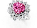 Platinum Heart Cut Pink Sapphire Floral Double Halo Engagement Ring with Prong Setting_163